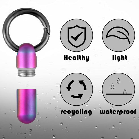2 Pieces Keychain Pill Holder, Tiny Keychain Medication Container, Waterproof Pill Case for Men Women Travel