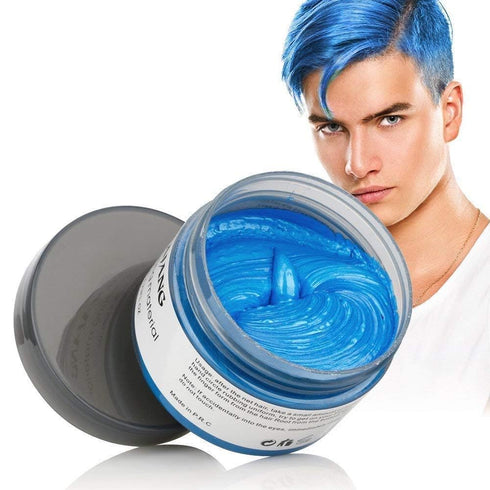 MOFAJANG Unisex Hair Wax Color Dye Styling Cream, Washable Temporary Pomade for Natural Hairstyle, Party Cosplay (Blue)