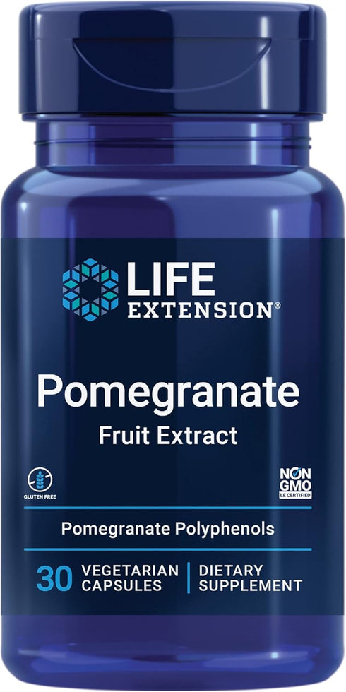 Life Extension Pomegranate Fruit Extract, 500 mg, Antioxidant Polyphenols for Cardiovascular Health, Superfood, Gluten