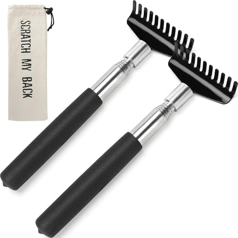 2 Pack Oversized Portable Extendable Back Scratcher, Upgraded Metal Stainless Steel Telescoping Tool with Carrying Bag