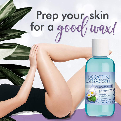 SATIN SMOOTH Pre Wax Cleanser, Antiseptic Skin Prep for Hair Removal, Deep Cleansing, 4 oz, 2-Pack