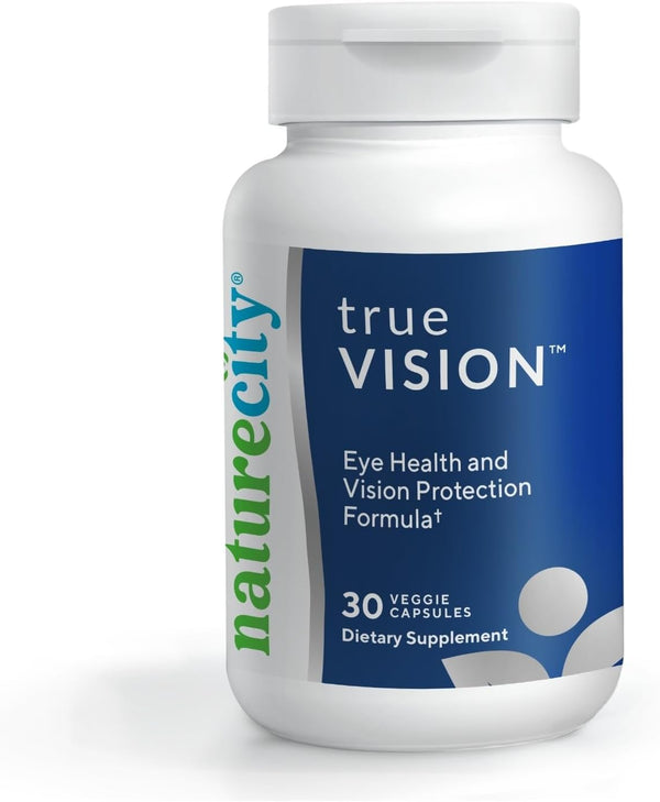 NatureCity True-Vision Eye Health Supplement | Plant-Based Lutein and Zeaxanthin with High Potency Saffron 20mg | Blue