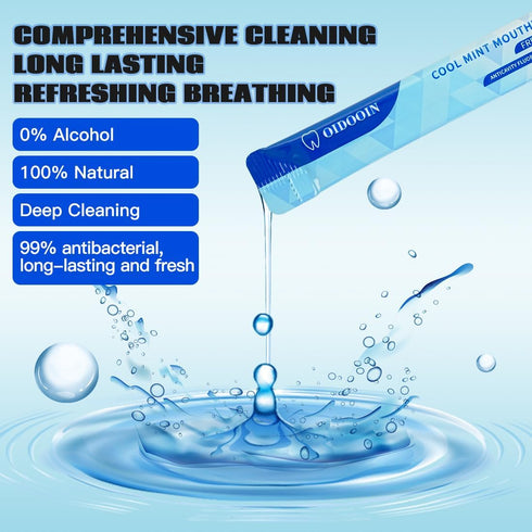 Travel Size MouthWash Packets, TSA Approved, Alcohol Free, Natural Ingredients for Bad Breath, 0.37 Fl OZ (Pack of 20)