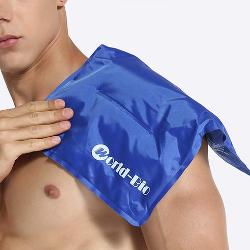 WORLD-BIO Large Flexible Hip Ice Pack - 2 Packs for Hot & Cold Therapy, 11" x 14" Blue