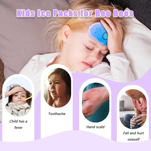Kids Ice Pack, Hot or Cold Gel Cooling Pad, Reusable for Injuries, Medical Health, Set of 4