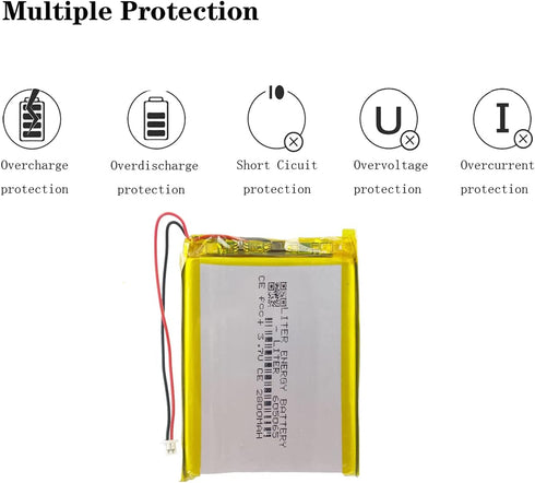 Liter 3.7V 605065 2800mAh Lipo Battery, Rechargeable Lithium Polymer ion Pack for RG35XX