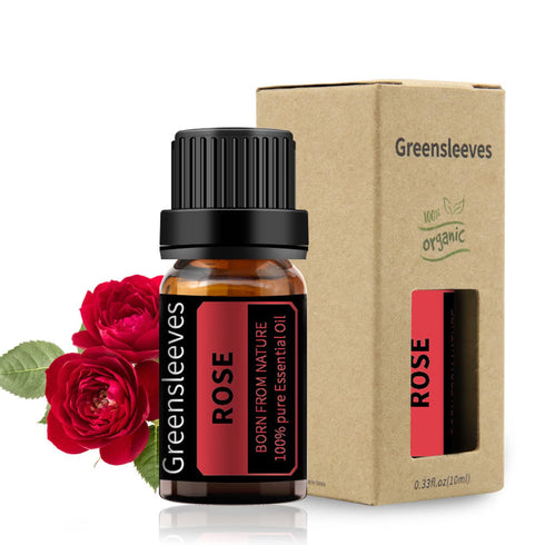 GREENSLEEVES Rose Essential Oil for Diffuser, 0.33 Fl Oz, 100% Pure Organic Aromatherapy Oil