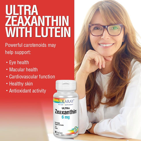 SOLARAY Ultra Zeaxanthin 6 mg Eye Health & Macular Support with Lutein, Bilberry & Blueberry, 30ct