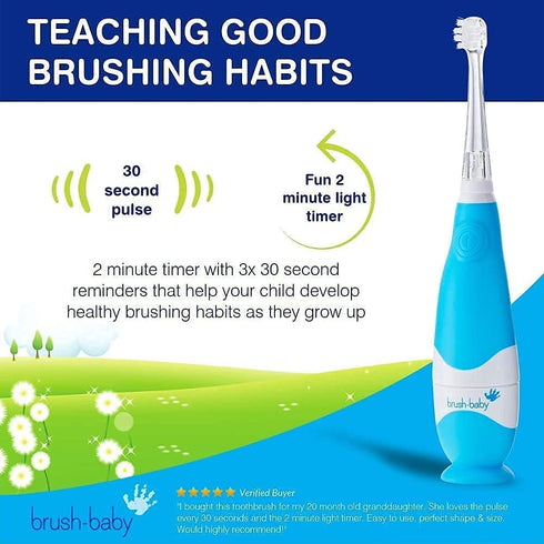 BabySonic Electric Toothbrush for Infant and Toddler Ages 0-3 Years - Safe Brush Heads, Timer, Waterproof