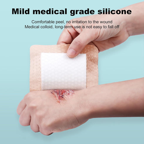 ZMZPA 40Pcs 4x4 Silicone Foam Dressing Gentle Border, Waterproof Silicone Bandages for Wounds Care, Bed Sore Patches