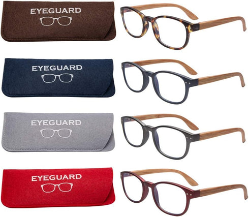 EYEGUARD 4 Pack Reading Glasses - Blue Light Blocking Spring Hinge Readers for Women and Men