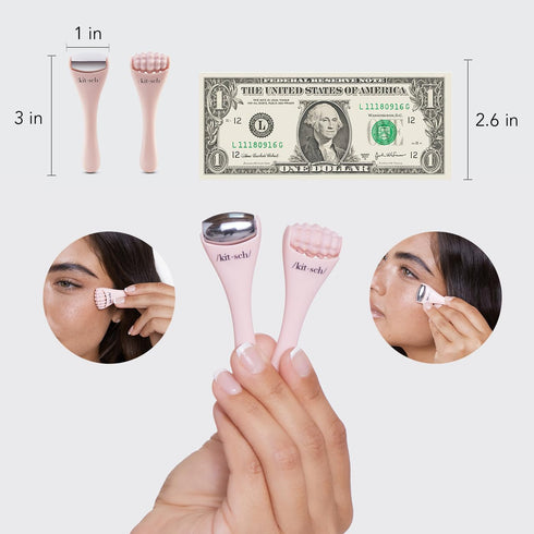 Kitsch Mini Ice Roller for Face, Skin Care Tools Set with Pouch, Eye Puffiness Relief Facial Roller & Massager