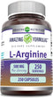 L-Arginine Supplement by Amazing Formulas | 500 Mg Per Serving | 250 Capsules | Non-GMO | Gluten Free | Made in USA