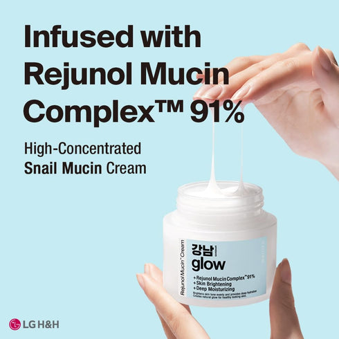 Rejunol Mucin Facial Cream 3.7 floz - 91.5% Snail Mucin Moisturizer with Hyaluronic Acid & Panthenol I Korean Skin Care Product I Face Moisturizer for Women