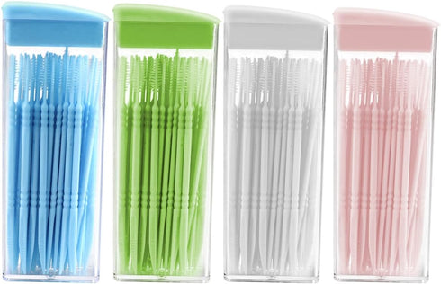 Plastic Toothpicks Disposable Interproximal Brush, Sturdy Double-Ended Dental Pick, 200Pcs Random Color.