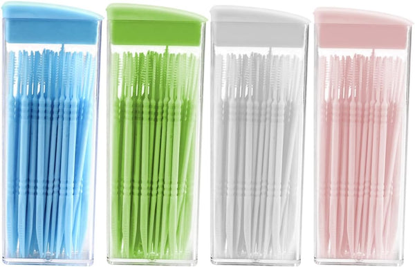Plastic Toothpicks Disposable Interproximal Brush, Sturdy Double-Ended Dental Pick, 200Pcs Random Color.