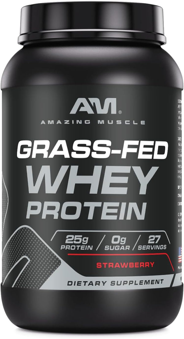 Grass FED Whey Protein 2 Lbs (Strawberry) - Non-GMO, Gluten Free, Natural Sweetener, rBGH & RBST Free, Muscle Growth