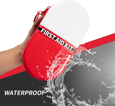 First Aid Kit - Upgraded Waterproof Pill Case with 180 Pcs Emergency Care Supplies, Small Sized for Car, Home, Travel,