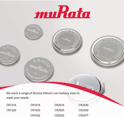 Murata CR1220 Battery DL1220 ECR1220 3V Lithium Coin Cell, 25 Batteries