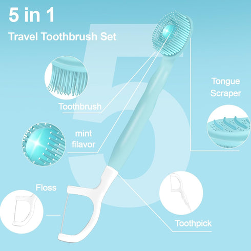 KUGUAN 28 Packs Mini Brushes-Disposable Toothbrushes with Toothpaste+Tongue Scraper+Floss+Toothpick Individually