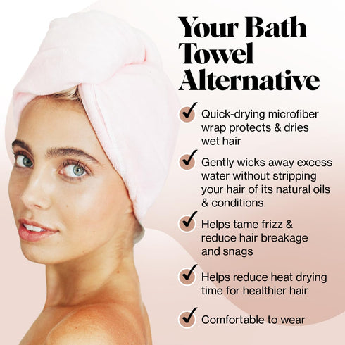 Kitsch Microfiber Hair Towel Wrap for Women - Super Absorbent Hair Drying Towel for Long & Short, Wet & Curly Hair