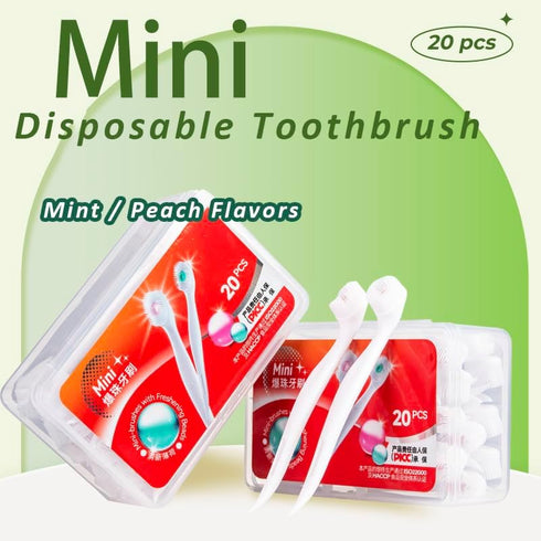 Mini Brushes - Disposable Toothbrushes with Toothpaste, Portable for Work or Travel, 2 Packs (Mint, 40 pcs)