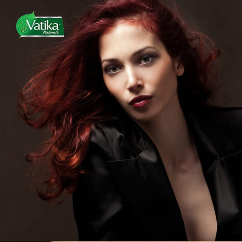 Vatika Naturals Permanent Hair Dye Burgundy, 100% Grey Coverage, Ammonia-Free, 6 Sachets (10g each)