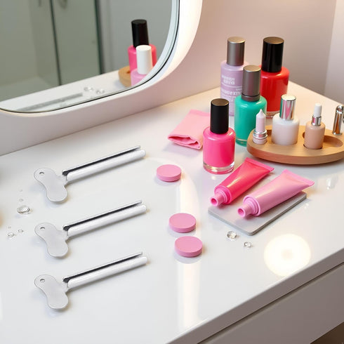 SelHeng 3 Pcs Silver Metal Tube Squeezer Keys, Tube Toothpaste Squeezer Keys Metal Hair Dye Color Key Roller Dispenser