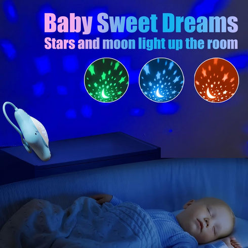 Portable White Noise Machine for Travel | Rechargeable Baby Sleep Aid with Soothing Star Projector & Calming Sound