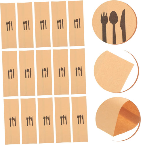 100pcs Kraft Paper Cutlery Set - Disposable Silverware Bags for Dinner Table Decor, Utensil Holder for Weddings