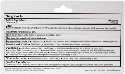 CareAll Clotrimazole Antifungal Cream 1% USP, 1.0 oz for Athlete’s Foot, Jock Itch, Ringworm Relief