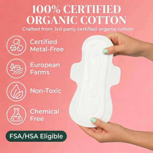 Pack 42 100% 42 Count Tampon Tribe Organic Cotton Pads for Women Variety | Absorbent Period Pads with Wings | Organic