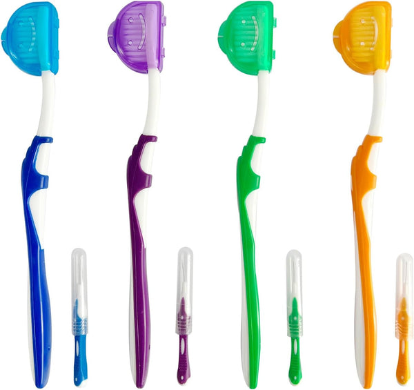 4-Pack Orthodontic Dental Care Kit, Includes Soft Bristle Toothbrushes and Braces-Friendly Flosser
