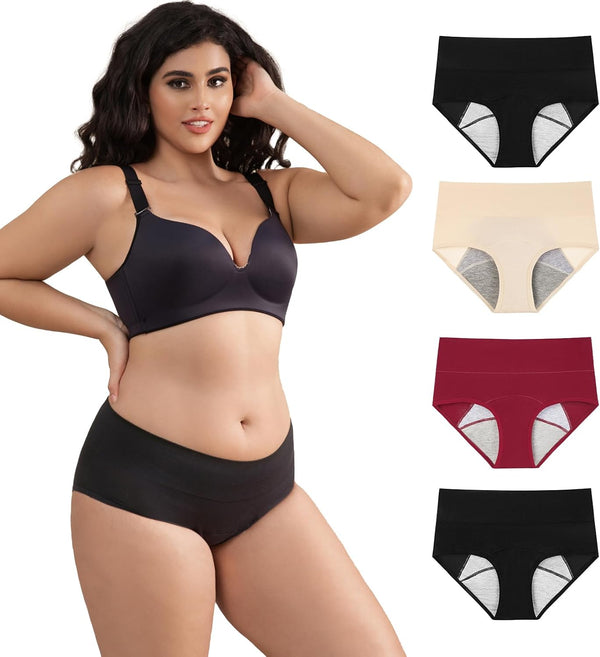 Women's Period Washable Urinary Incontinence Cotton Brief Underwear Menstrual Panties with Leakproof