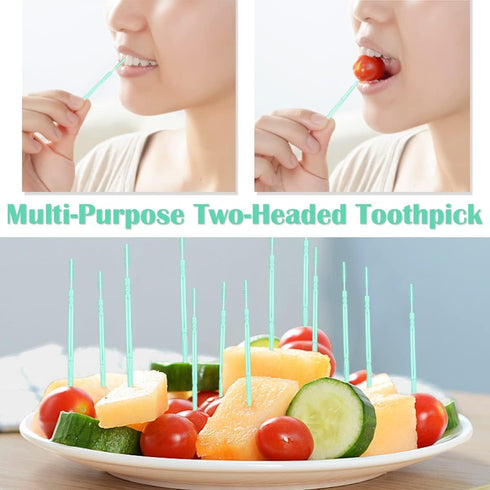 Toothpicks with Bristles, Double-Side Dental Picks, Disposable Plastic Toothpicks, Portable Package (40 Count x 2 Pack)