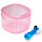 Transparent Pink Travel Denture Case with Brush, Leak Proof Denture Cleaning Container for False Teeth