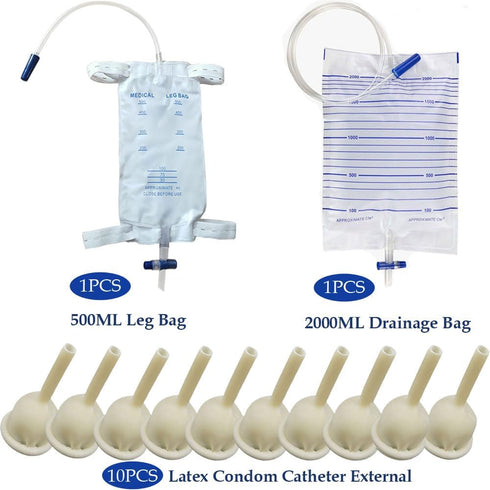 YEYSXSY Set 10pcs 1pcs 500ml 1pcs 2000ml Bag(30mm/1.18inch) Condom Catheter External self Sealing Male Condom Catheter