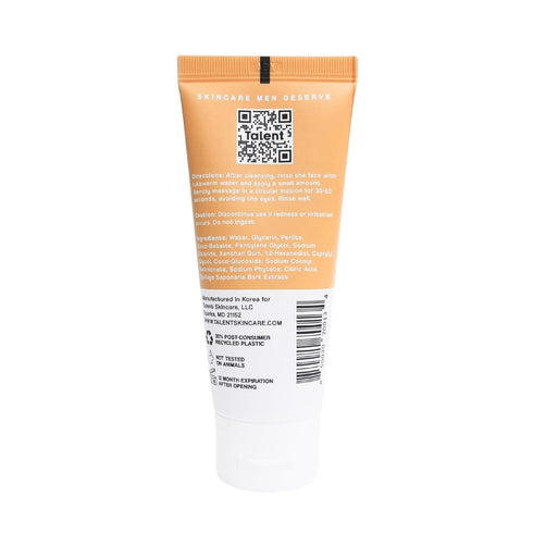 TALENT Men’s Cell Renewal Exfoliator, Fragrance-free, Volcanic Rock Face Wash Removes Dead Skin & Impurities, Sensitive Skin, All Skin Types, EWG Verified, Vegan and Cruelty-free, 2.0 fl oz
