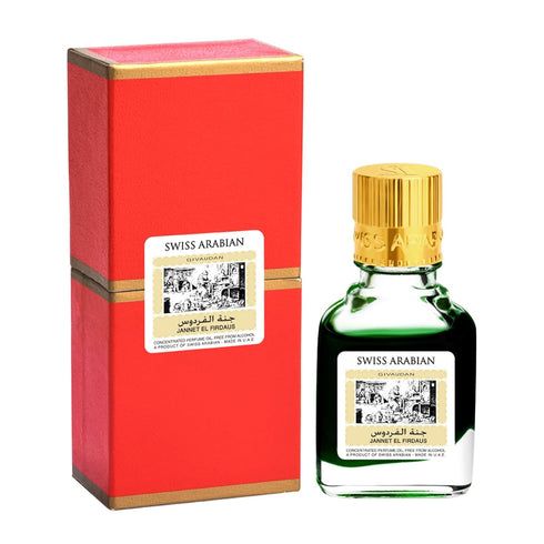 Swiss Arabian Jannet EL Firdaus Red - Long Lasting Unisex Perfume Oil from Dubai, Blend of Basil, Bergamot, Jasmine,