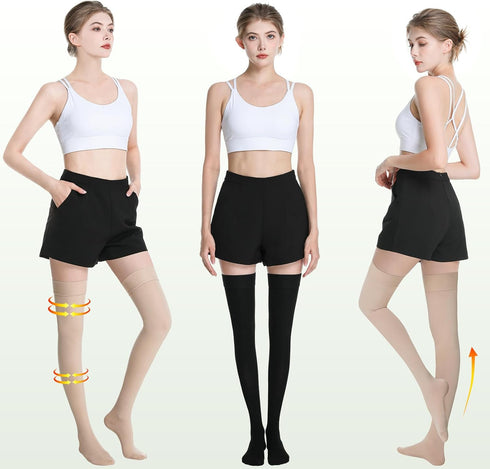 TP TOP BEAUTY 20-30mmHg Medical Thigh High Compression Stockings for Women & Men,Closed Toe Graduated Compression