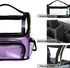 Makeup Brush Case, Clear Makeup Bags with Multiple Pockets, Waterproof Travel Organizer with Removable Dividers, Purple