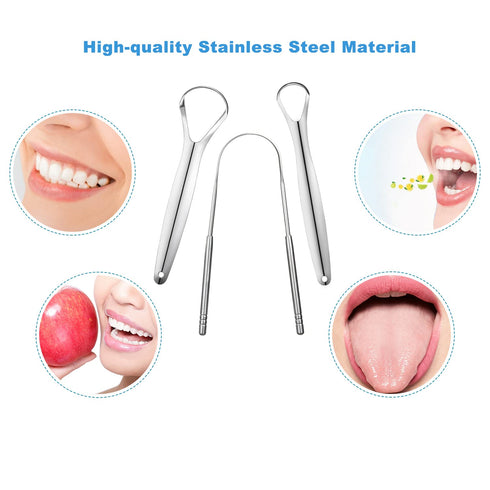 3 PCS Metal Tongue Scraper, Stainless Steel Tongue Scrapers for Adults, Portable Tongue Scrappers YLYL