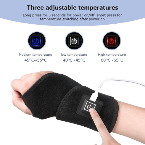 ITODA 3 Wrist Heating Pad USB Heated Wrist Wrap Brace Heat Levels Wrists Thumb Brace Hand Heating Pad for Pain Relief