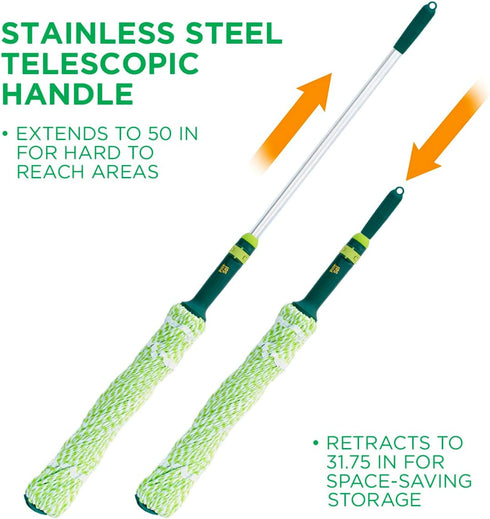Pine-Sol Microfiber Self Wringing Mop – Easy Squeeze Twist Design for Wet Mopping | Extendable Metal Handle, Household