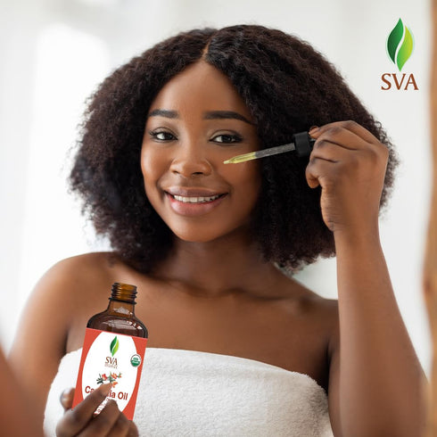 SVA Organic Camellia Seed Oil - 4 Fl Oz, 100% Natural Cold Pressed for Face, Skin Care, Hair Care & Body Massage