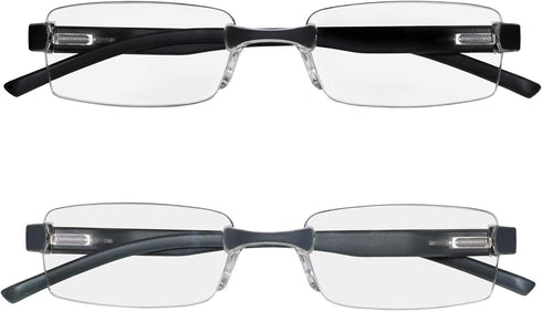 Success Eyewear Reading Glasses Set of 2, Rimless Ultra Lightweight Comfort Glasses for Men and Women, 1.25