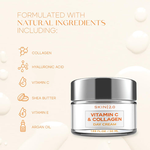 Vitamin C and Collagen Daily Face Moisturizer, Dermatologist Tested Anti-Aging Cream for All Skin Types, 1.69 Fl. oz