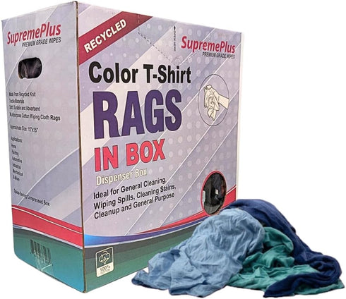 Recycled Color Knit Rags – Shop Bulk Cotton Rag for Wiping, Cleaning, Dusting, Staining, Painting, Polishing, & Finishing, Low Lint & Absorbent T-Shirt Cloth (5 lbs. Compressed Box) by SupremePlus