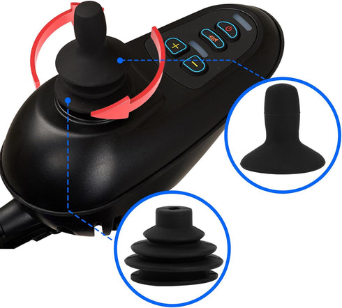 Trinkrittey 4 Pcs Wheelchair Joystick Button Cap Joystick Controller Knob and Gaiter Black Wheelchair Accessories