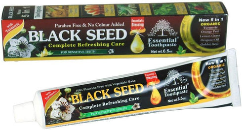 Organic Black Seed Essential Toothpaste 5 in 1, 100% Fluoride Free & Vegetable Base for Sensitive Teeth